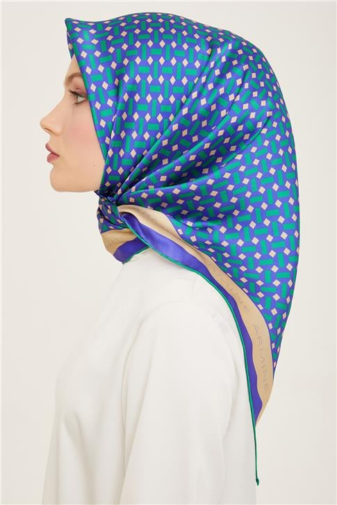 Armine Geometrik Desenli Twill İpek Eşarp 24Ya9151 4 80
