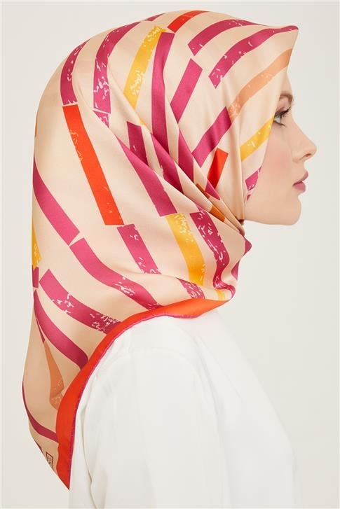 Armine Geometrik Desenli Twill İpek Eşarp 24Ya9101 2 50