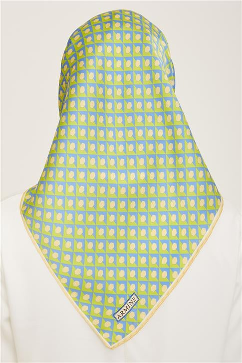 Armine Geometrik Desenli Twill İpek Eşarp 24Ya9109 53 51
