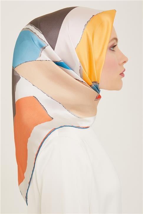 Armine Geometrik Desenli Twill İpek Eşarp 24Ya9125 83 05
