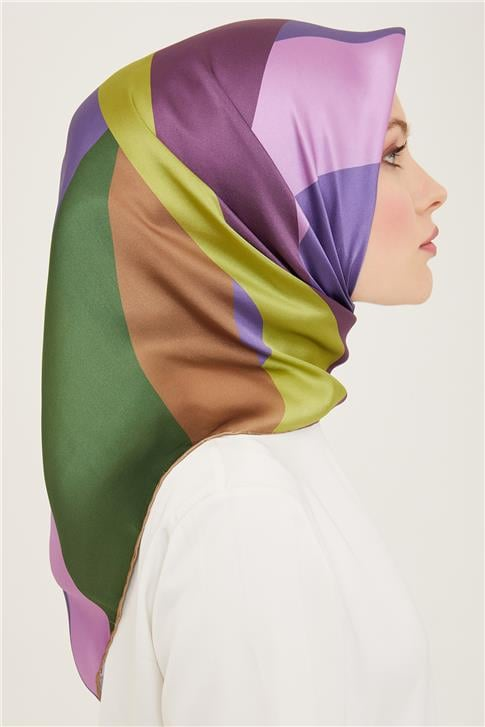 Armine Geometrik Desenli Twill İpek Eşarp 24Ya9148 31 02