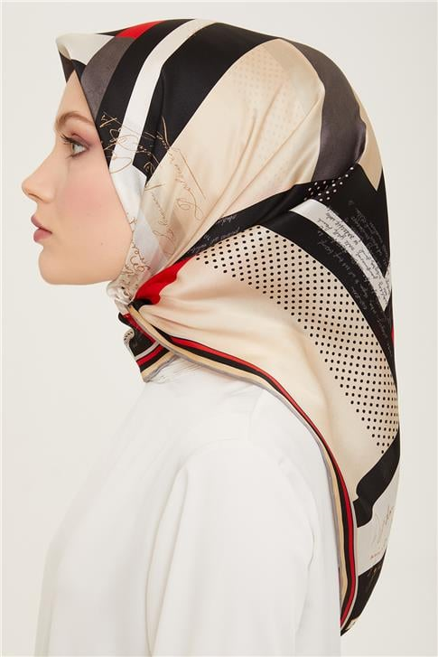 Armine Geometrik Desenli Twill İpek Eşarp 24Ya9138 2 35