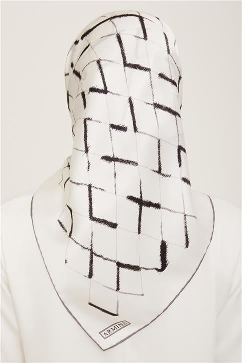 Armine Geometrik Desenli Twill İpek Eşarp 24Ya9162 31