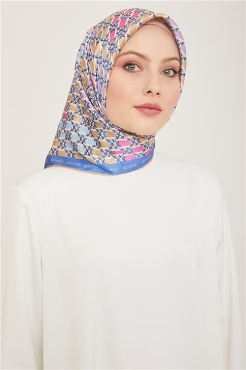 Armine Geometrik Desenli Twill İpek Eşarp 24Ya9144 37 56