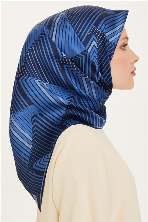 Armine Geometrik Desenli Twill Saf İpek Eşarp 9218D 83 85