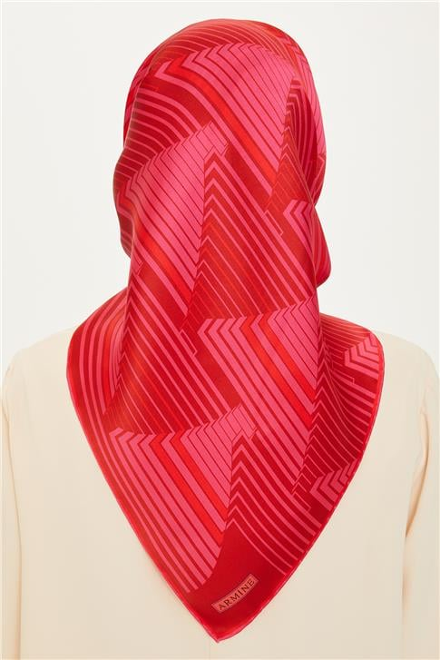 Armine Geometrik Desenli Twill Saf İpek Eşarp 9218D 83 08