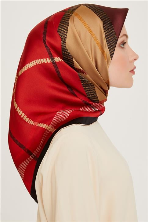 Armine Geometrik Desenli Twill Saf İpek Eşarp 9206D 31