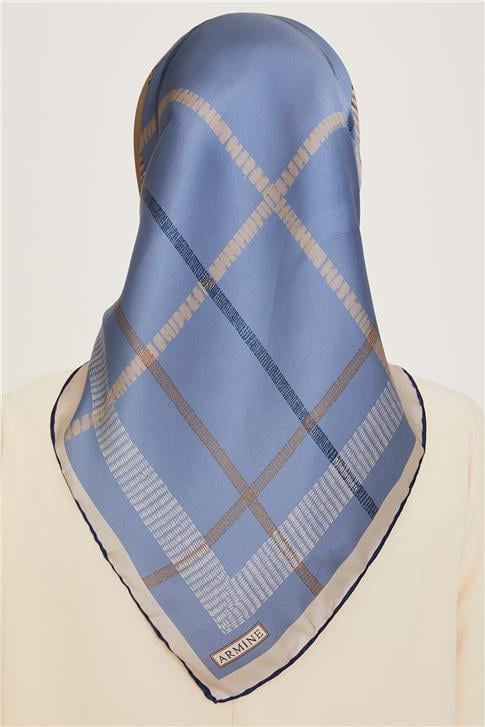 Armine Geometrik Desenli Twill Saf İpek Eşarp 9206D 06