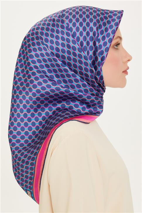 Armine Geometrik Desenli Twill Saf İpek Eşarp 9226D 14