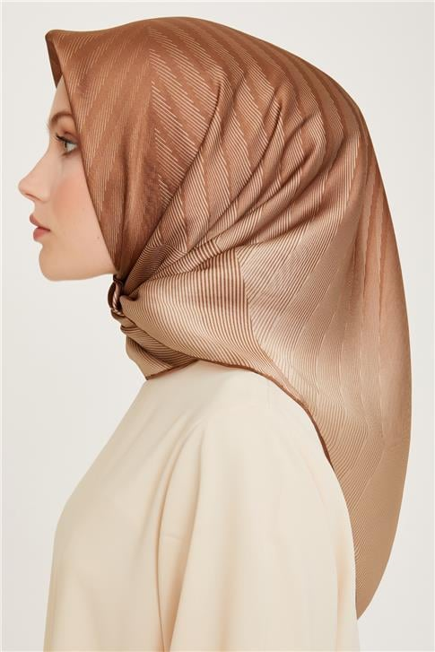 Armine Geometrik Desenli Twill Saf İpek Eşarp 9237D 01