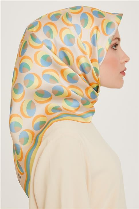 Armine Geometrik Desenli Twill Saf İpek Eşarp 9219D 54