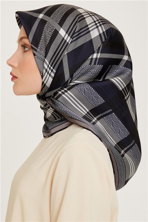 Armine Geometrik Desenli Twill Saf İpek Eşarp 9219D 82
