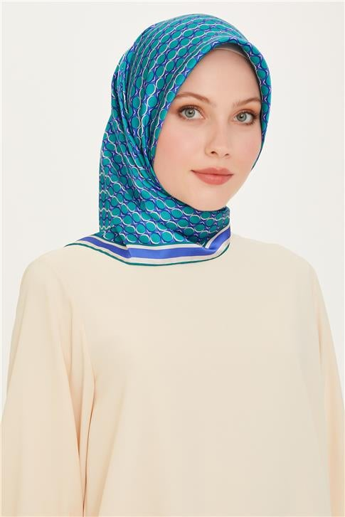 Armine Geometrik Desenli Twill Saf İpek Eşarp 9226D 06