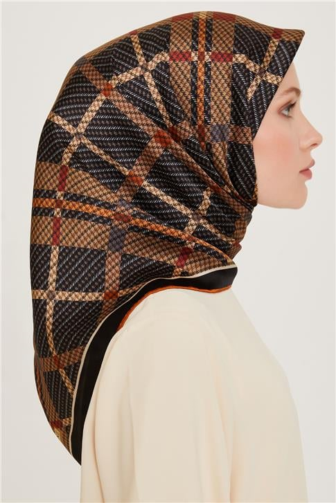 Armine Geometrik Desenli Twill Saf İpek Eşarp 9247D 36
