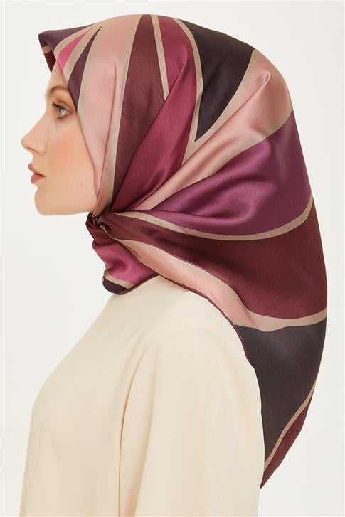 Armine Geometrik Desenli Twill Saf İpek Eşarp 9232D 36