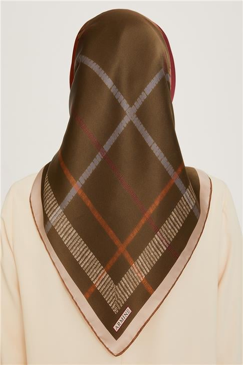Armine Geometrik Desenli Twill Saf İpek Eşarp 9206D 07