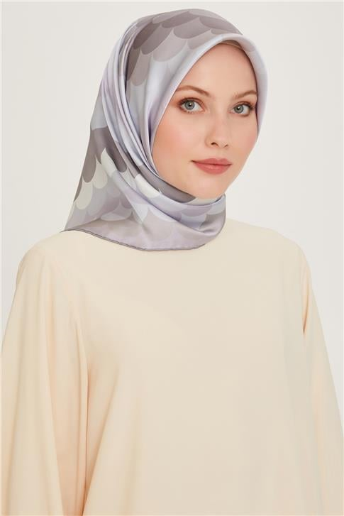 Armine Geometrik Desenli Twill Saf İpek Eşarp 9212D 81 57