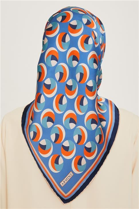 Armine Geometrik Desenli Twill Saf İpek Eşarp 9219D 39