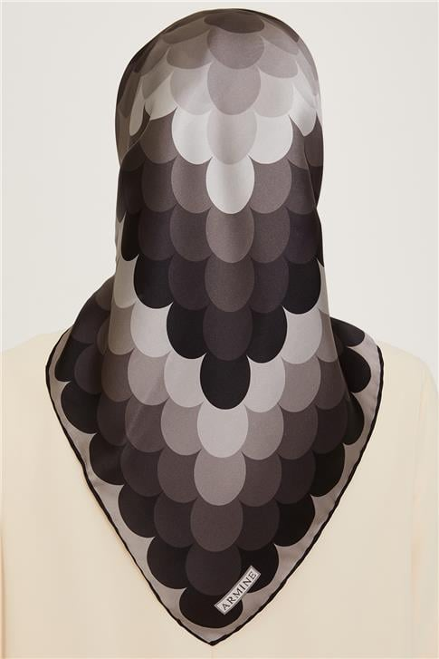 Armine Geometrik Desenli Twill Saf İpek Eşarp 9212D 81 81