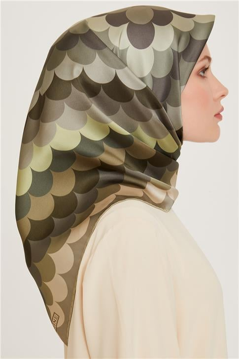 Armine Geometrik Desenli Twill Saf İpek Eşarp 9212D 81 38