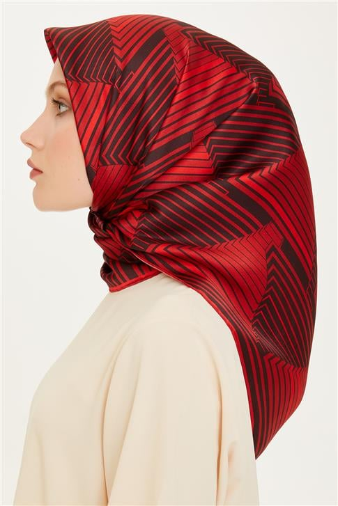 Armine Geometrik Desenli Twill Saf İpek Eşarp 9218D 83 82