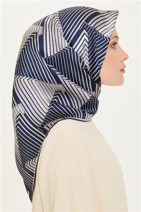 Armine Geometrik Desenli Twill Saf İpek Eşarp 9218D 83 03
