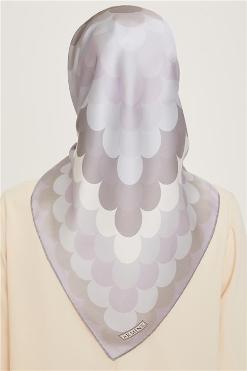 Armine Geometrik Desenli Twill Saf İpek Eşarp 9212D 81 57
