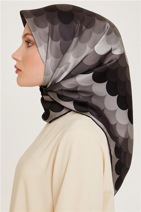 Armine Geometrik Desenli Twill Saf İpek Eşarp 9212D 81 81