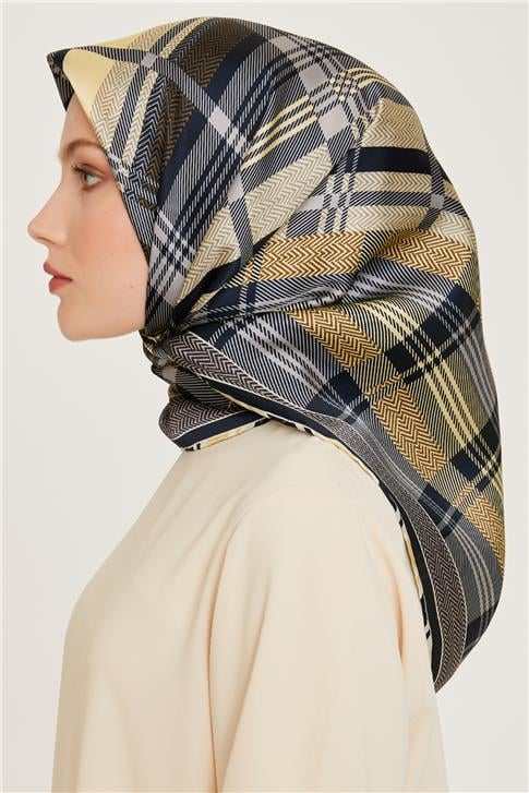 Armine Geometrik Desenli Twill Saf İpek Eşarp 9223D 31