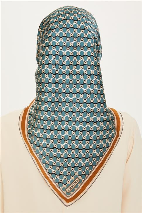 Armine Geometrik Desenli Twill Saf İpek Eşarp 9226D 35