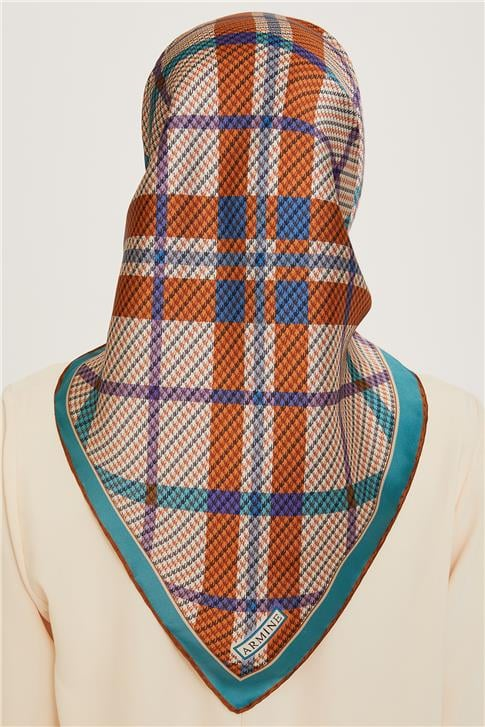 Armine Geometrik Desenli Twill Saf İpek Eşarp 9247D 04
