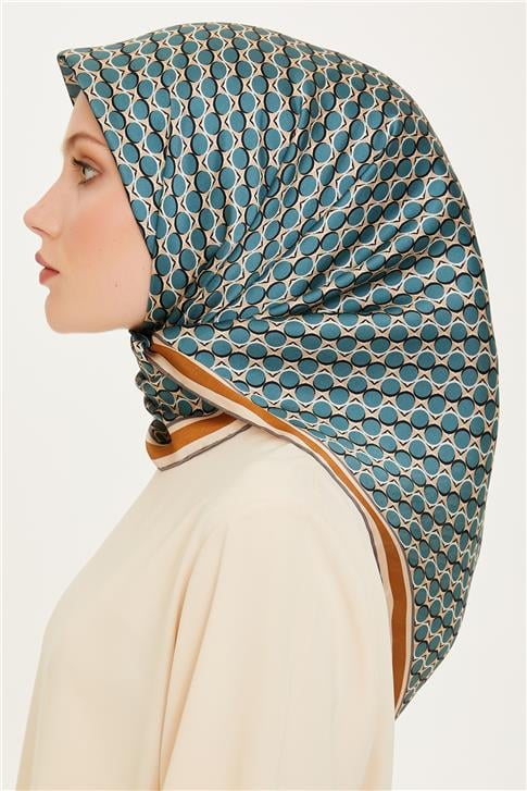Armine Geometrik Desenli Twill Saf İpek Eşarp 9226D 35