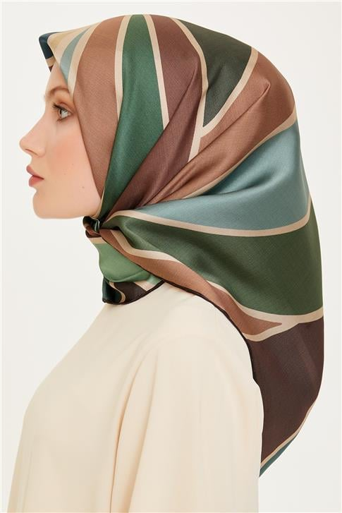 Armine Geometrik Desenli Twill Saf İpek Eşarp 9232D 33