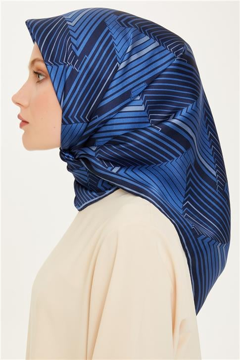 Armine Geometrik Desenli Twill Saf İpek Eşarp 9218D 83 85