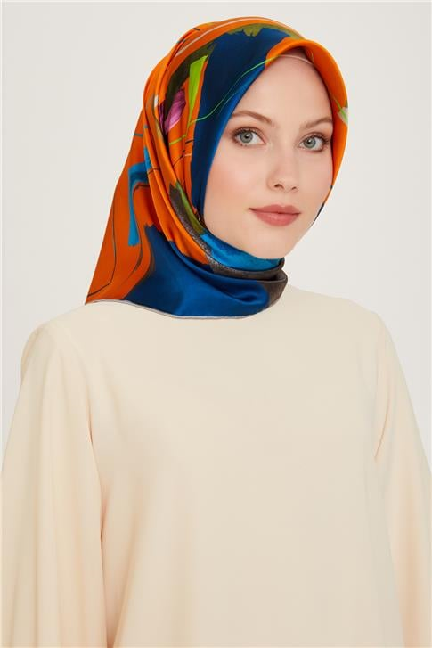 Armine Geometrik Desenli Twill Saf İpek Eşarp 9241D 81