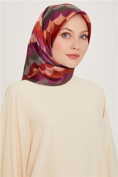 Armine Geometrik Desenli Twill Saf İpek Eşarp 9212D 81 01