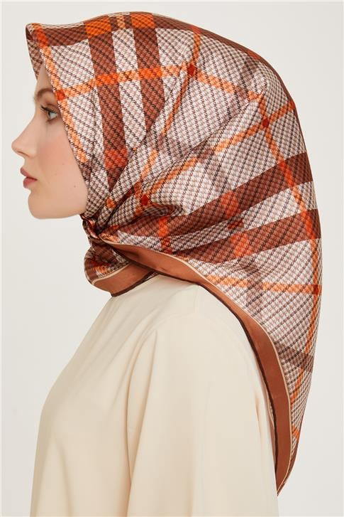 Armine Geometrik Desenli Twill Saf İpek Eşarp 9247D 03