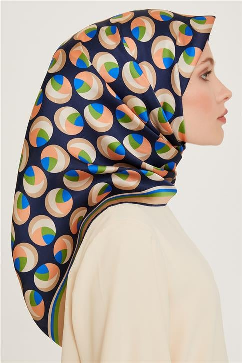 Armine Geometrik Desenli Twill Saf İpek Eşarp 9219D 81