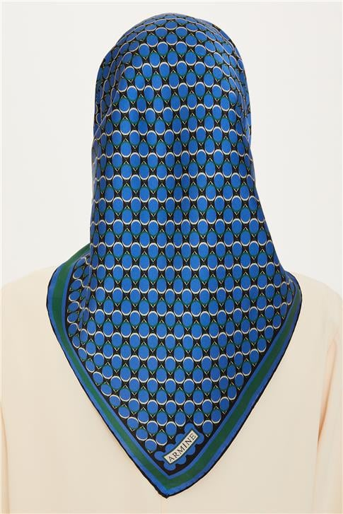 Armine Geometrik Desenli Twill Saf İpek Eşarp 9226D 82