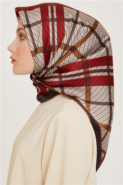 Armine Geometrik Desenli Twill Saf İpek Eşarp 9247D 82