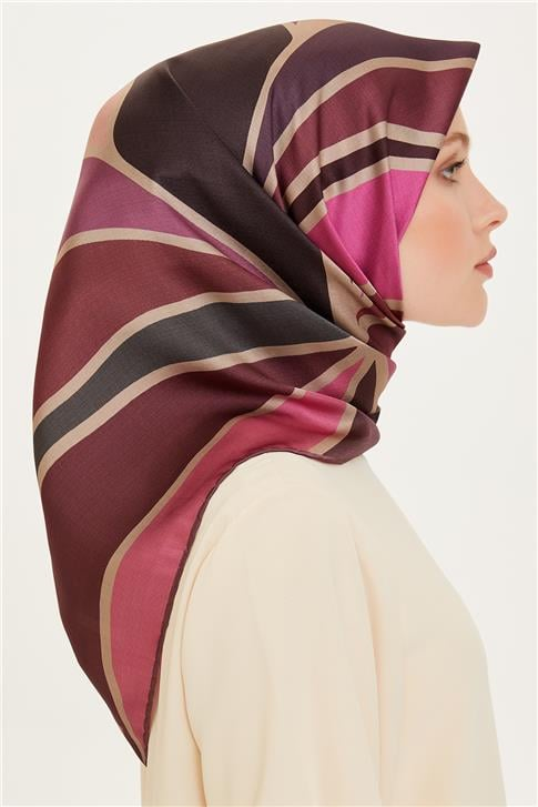 Armine Geometrik Desenli Twill Saf İpek Eşarp 9232D 36