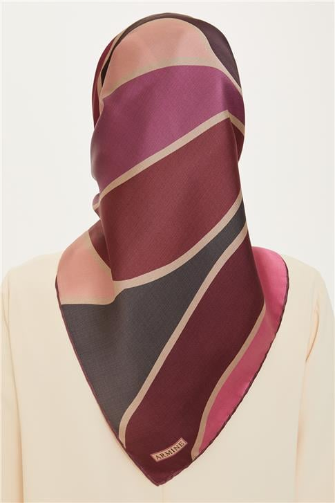 Armine Geometrik Desenli Twill Saf İpek Eşarp 9232D 36