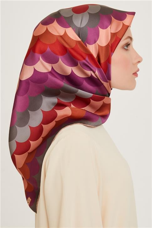 Armine Geometrik Desenli Twill Saf İpek Eşarp 9212D 81 01