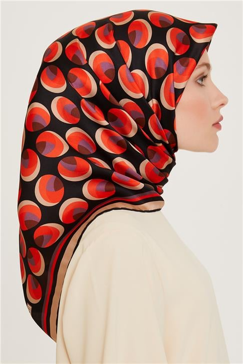 Armine Geometrik Desenli Twill Saf İpek Eşarp 9219D 09