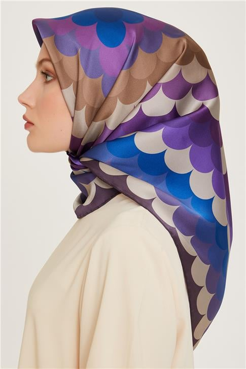 Armine Geometrik Desenli Twill Saf İpek Eşarp 9212D 81 06