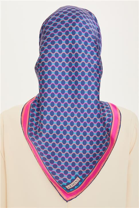 Armine Geometrik Desenli Twill Saf İpek Eşarp 9226D 14