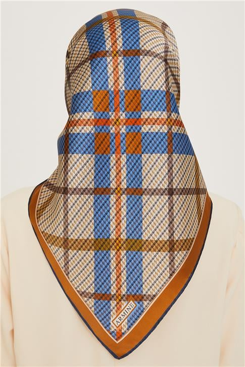 Armine Geometrik Desenli Twill Saf İpek Eşarp 9247D 01