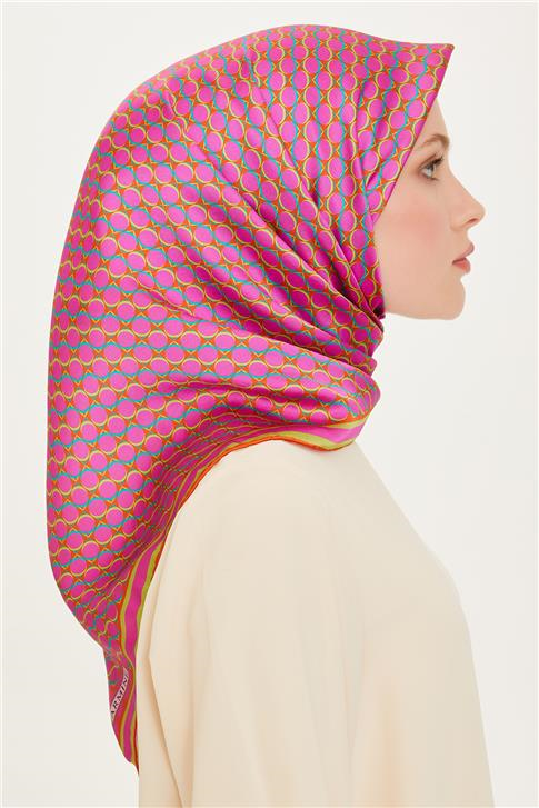 Armine Geometrik Desenli Twill Saf İpek Eşarp 9226D 12