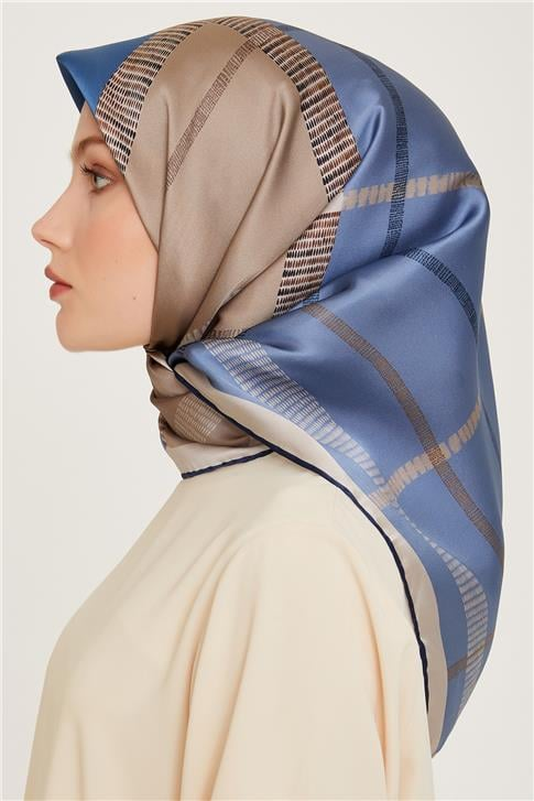 Armine Geometrik Desenli Twill Saf İpek Eşarp 9206D 06