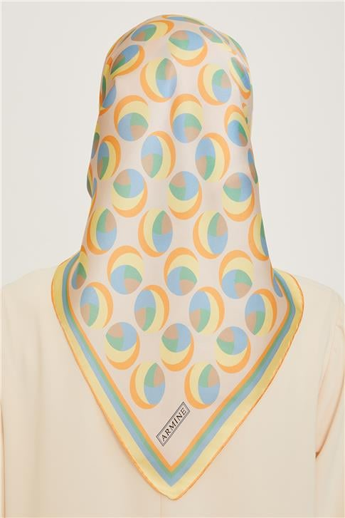 Armine Geometrik Desenli Twill Saf İpek Eşarp 9219D 54